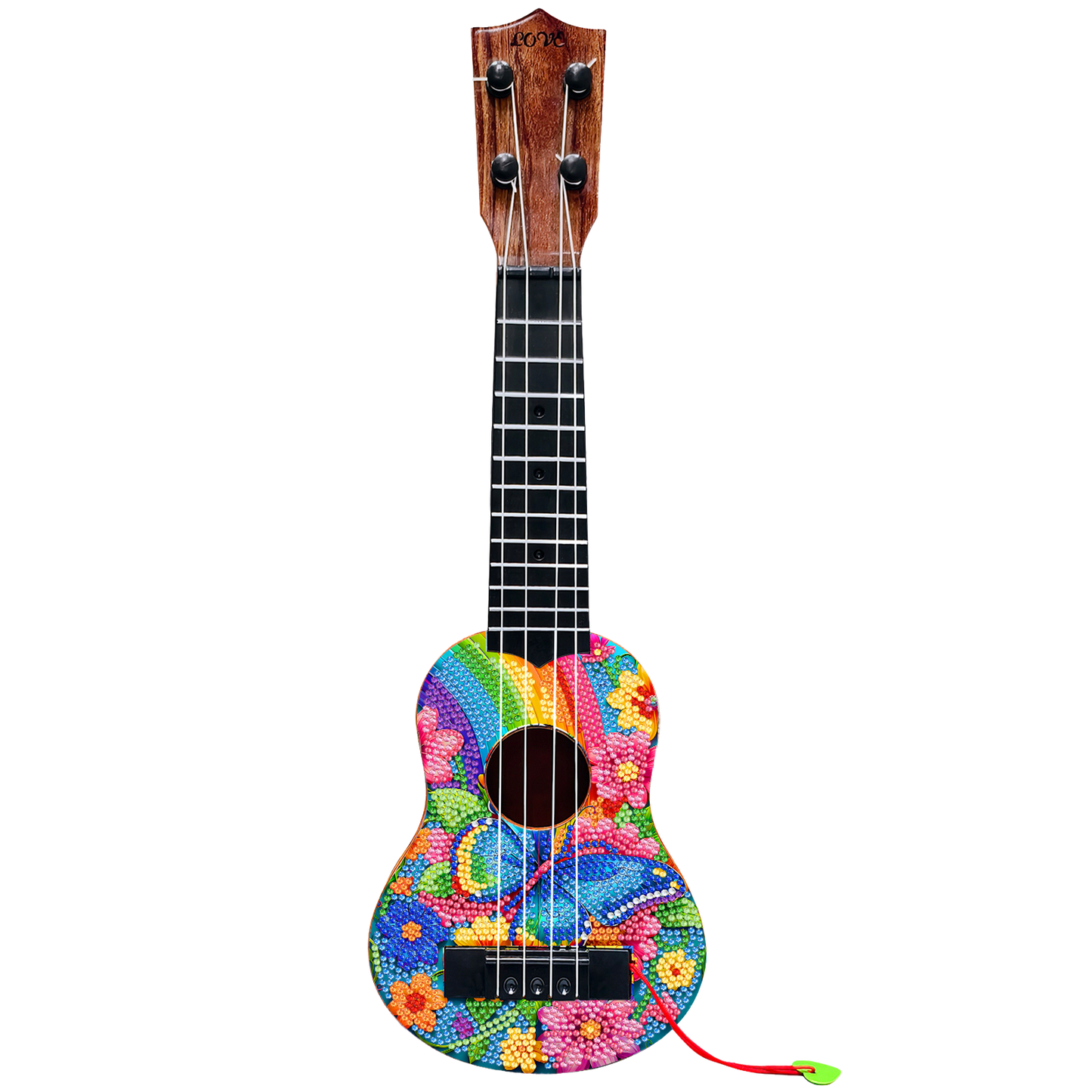 DIY Wooden Guitar Diamond Art Ornament Unique for Musicians (Rainbow Buttefly)