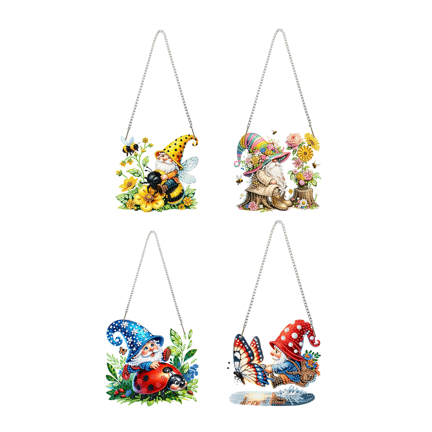 4pcs Goblin 2D Flat DIY Acrylic Diamond Art Pendant Single Side Drill Home Decor