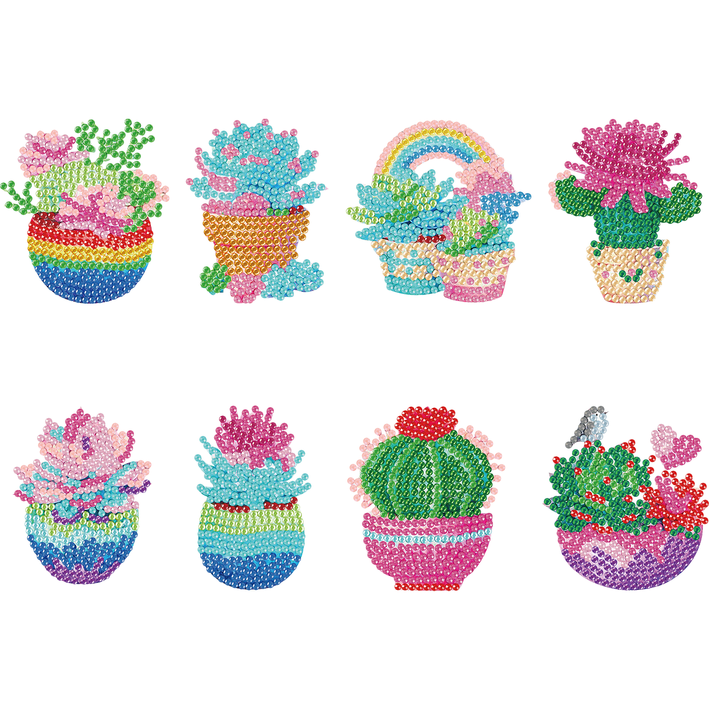 8pcs Cactus 2D Acrylic DIY Diamond Painting Magnets Special-Shaped Drill Decor