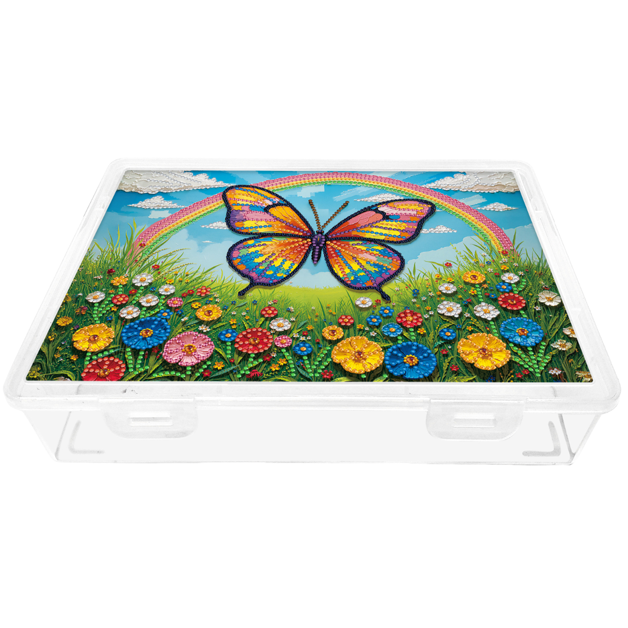 DIY Rainbow Butterfly Pattern Diamond Painting Kit Storage Boxr for Adult Beginn