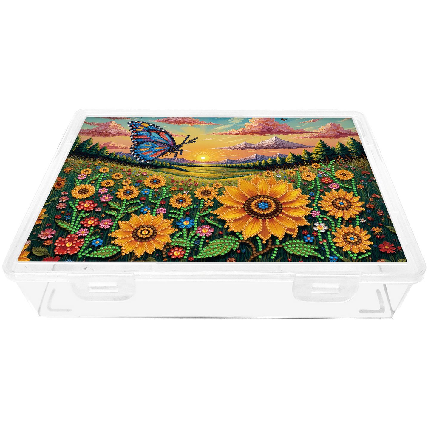 DIY Butterfly Sunflower Pattern Diamond Painting Kit Storage Box for Beginners
