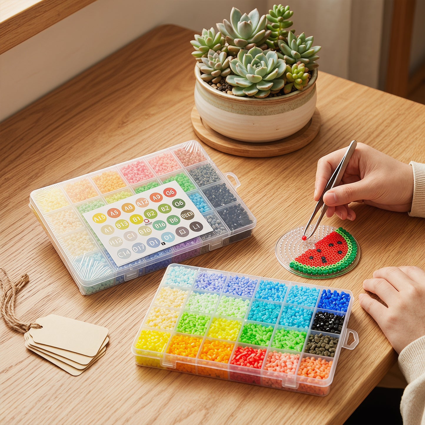20 Colors 5mm Melty Beads Craft Kit Beginner-Friendly Iron Beads DIY Set with Color Label Pixel Art Beads Kit Ideal(Fresh Pastel Color Fuse Beads Set)