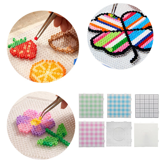 6PCS 2.6mm Fuse Beads Pegboards Kits Square Fuse Beads Pegboards Perler Bead Pegboards Christmas