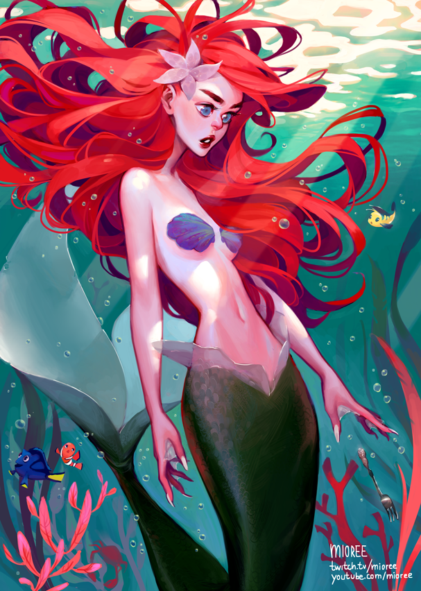Disney Mermaid Princess Ariel - Full Round Drill Diamond Painting 30*40CM