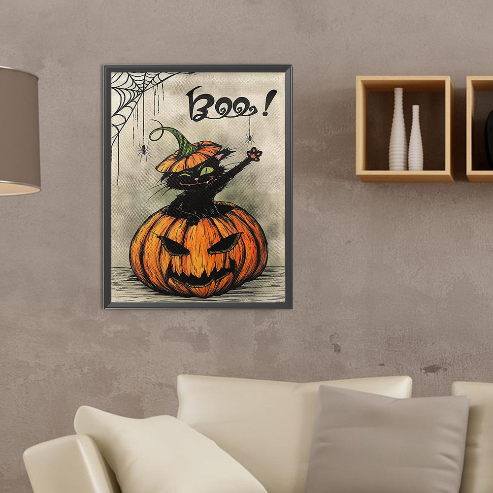 Halloween Jack-O-Lantern - Full Round Drill Diamond Painting 30*40CM