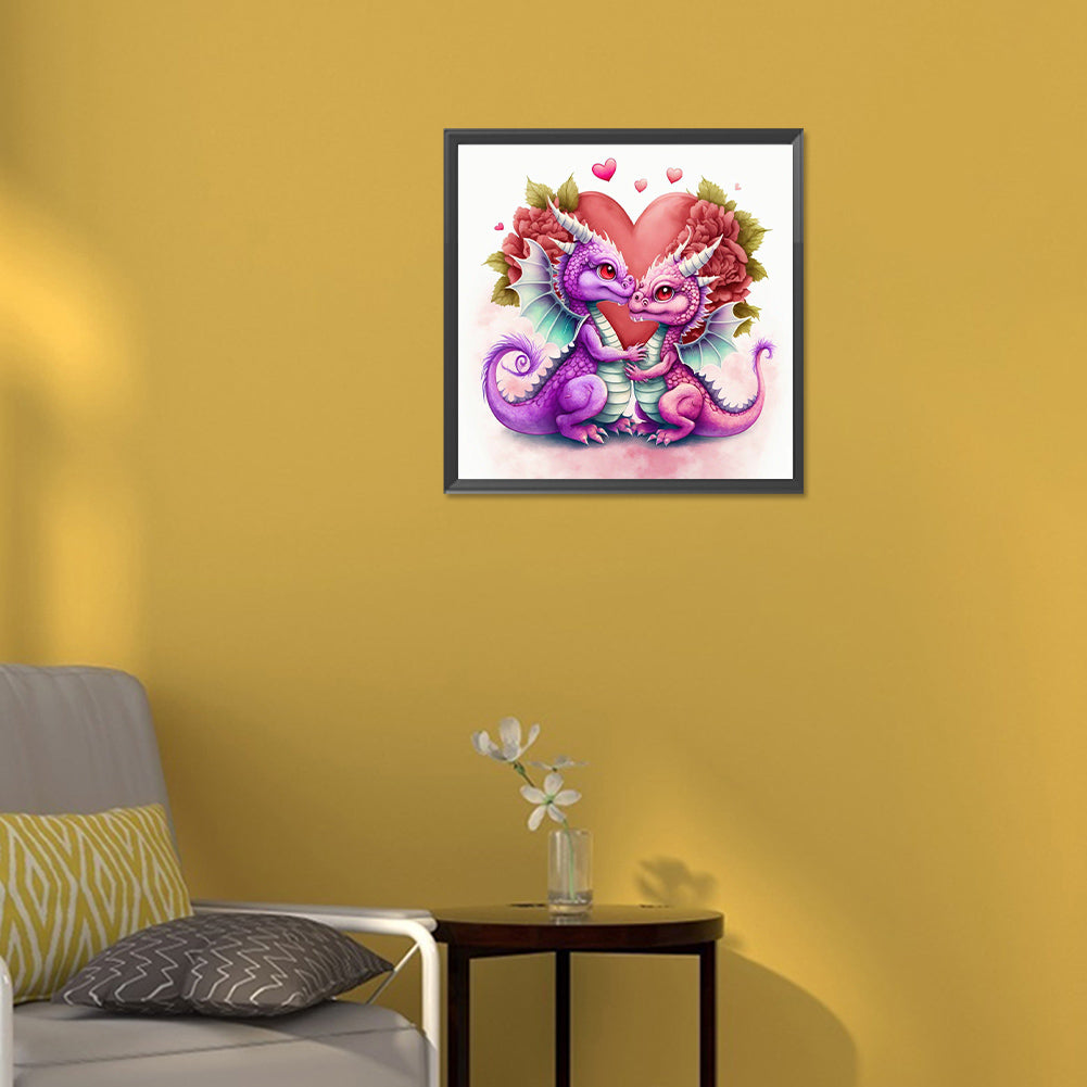 Friendly Little Dinosaur - Full Round Drill Diamond Painting 30*30CM