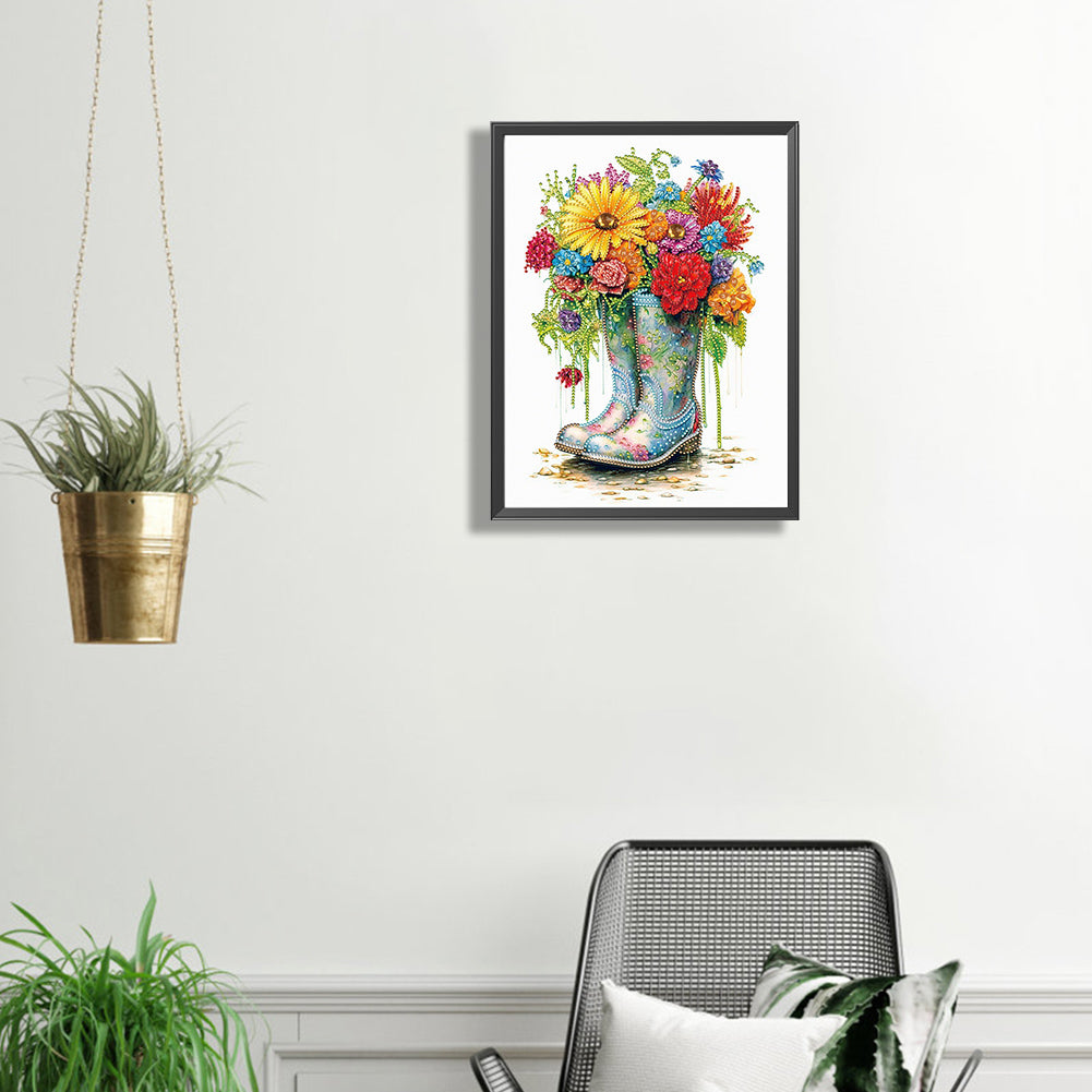 Boots And Flowers - Special Shaped Drill Diamond Painting 30*30CM
