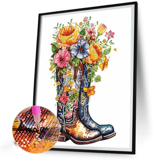 Boots And Flowers - Special Shaped Drill Diamond Painting 30*30CM