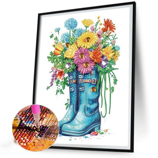 Boots And Flowers - Special Shaped Drill Diamond Painting 30*30CM