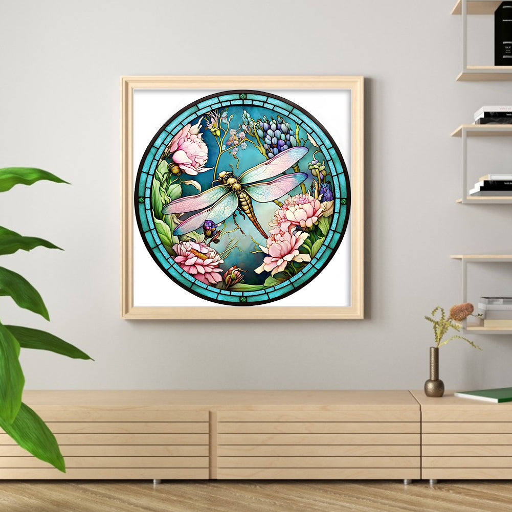 Glass Painting-Dragonfly - 18CT Counted Cross Stitch 20*20CM