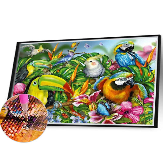 Parrot Family - Full Round Drill Diamond Painting 40*30CM