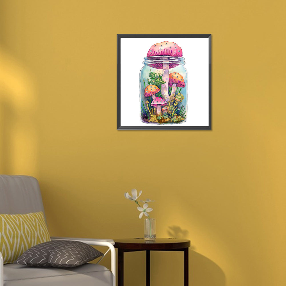 Glass Bottle Mushroom House - Special Shaped Drill Diamond Painting 30*30CM