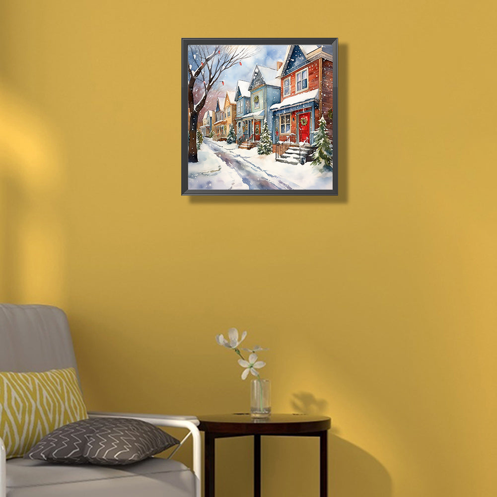 Winter Snow Street - Full Round Drill Diamond Painting 40*40CM