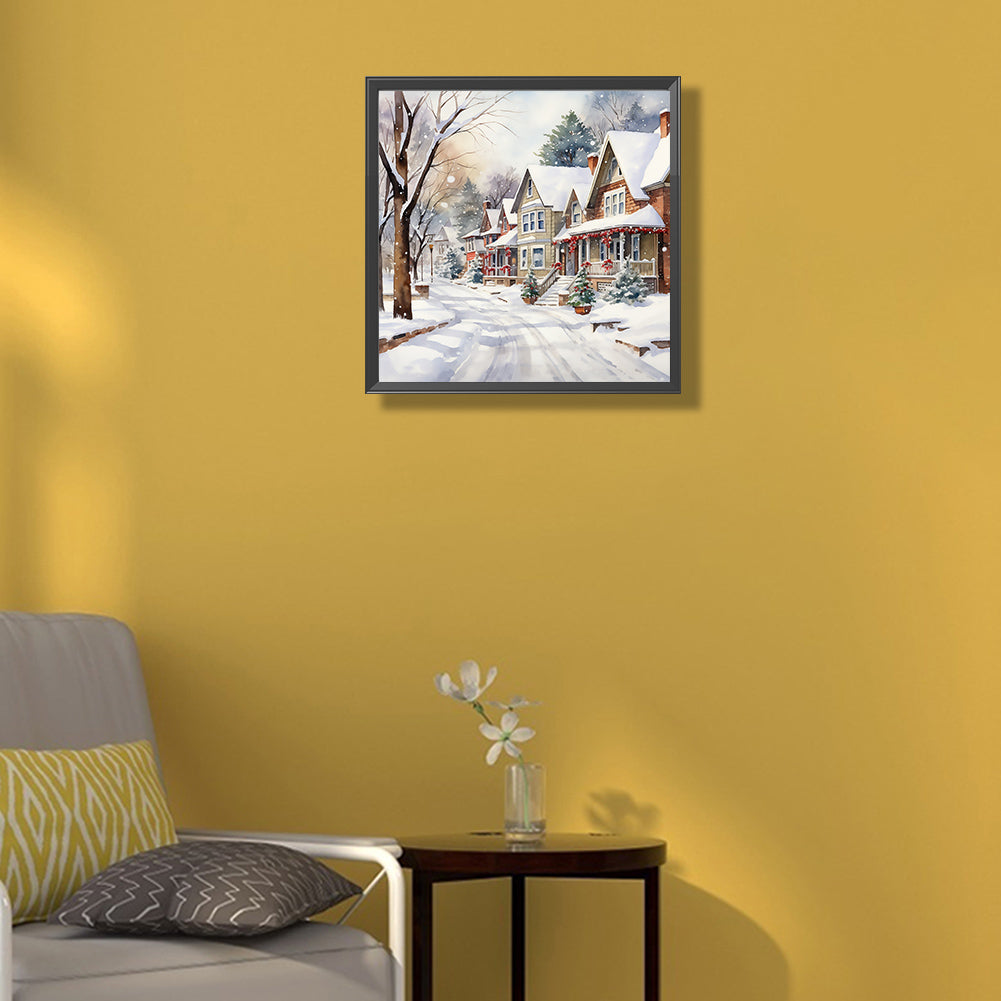Winter Snow Street - Full Round Drill Diamond Painting 40*40CM