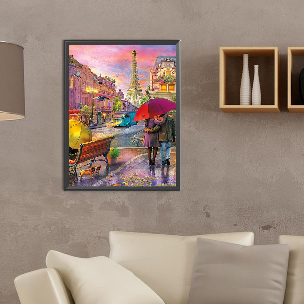 Street Painting In Paris - Full Round Drill Diamond Painting 30*40CM