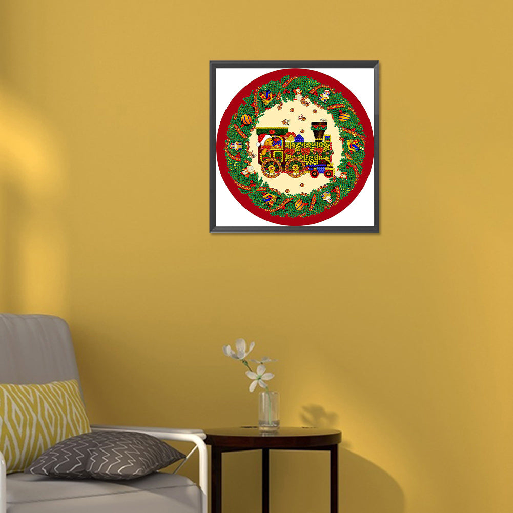 Christmas Wreath Train - Special Shaped Drill Diamond Painting 30*30CM