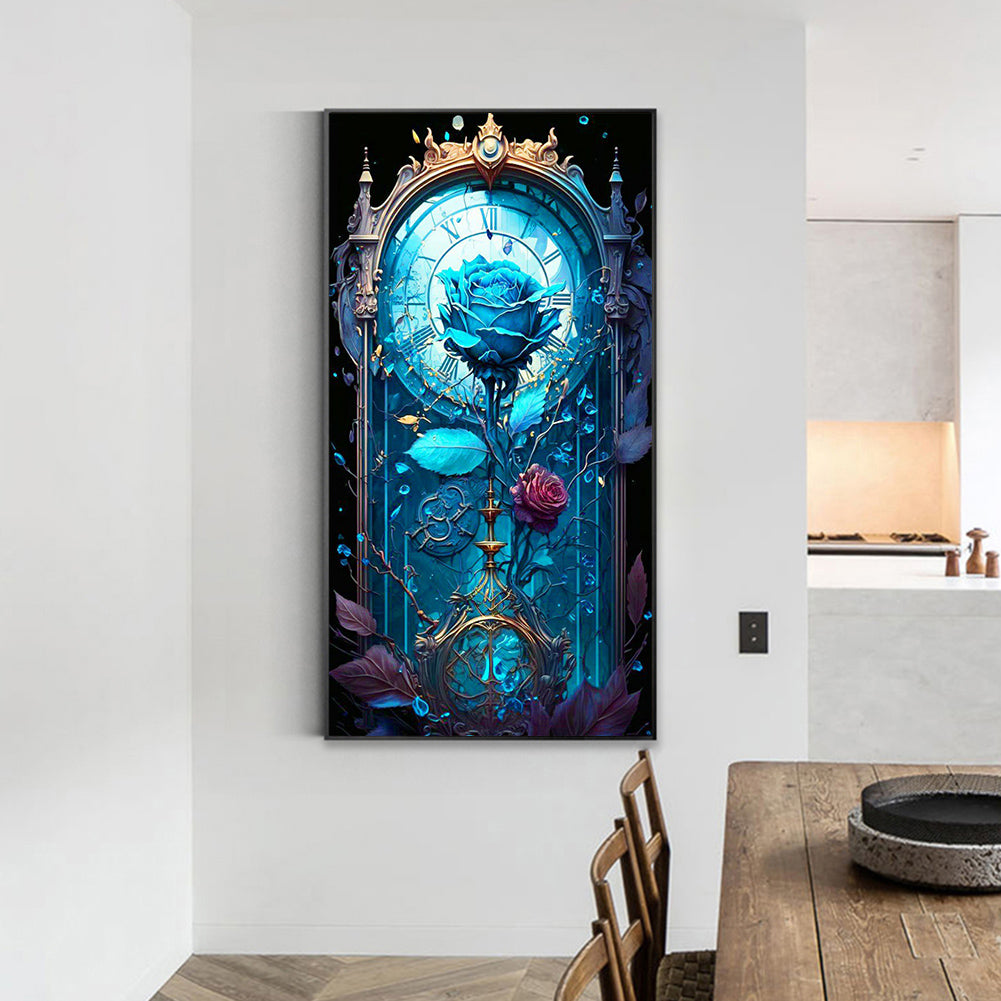 Blue Melancholy Roses - Full Round Drill Diamond Painting 40*70CM