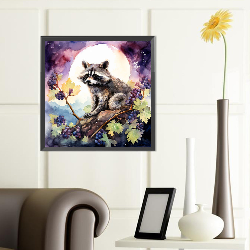 Purple Grapes And Civet Cat - Full Round Drill Diamond Painting 40*40CM