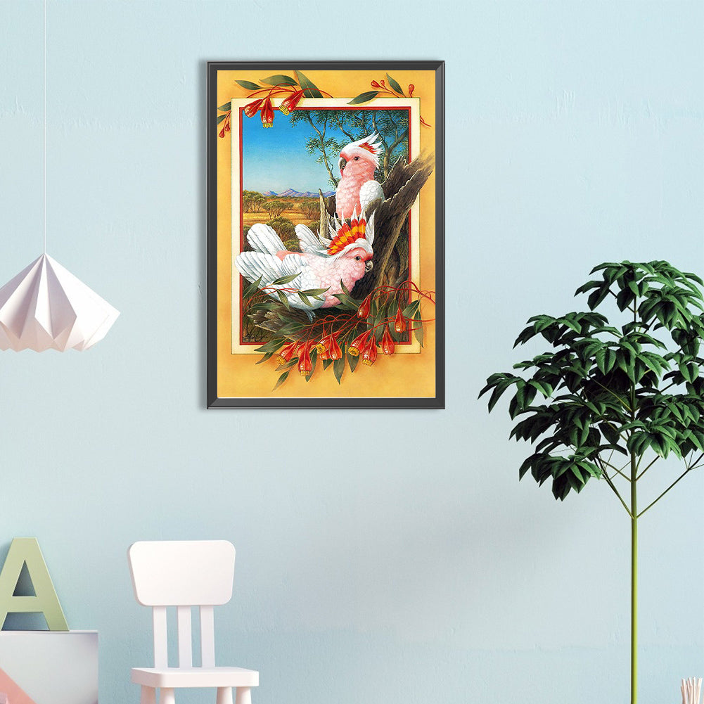 Frame Painting Of Rouge Parrot - Full Round Drill Diamond Painting 40*60CM