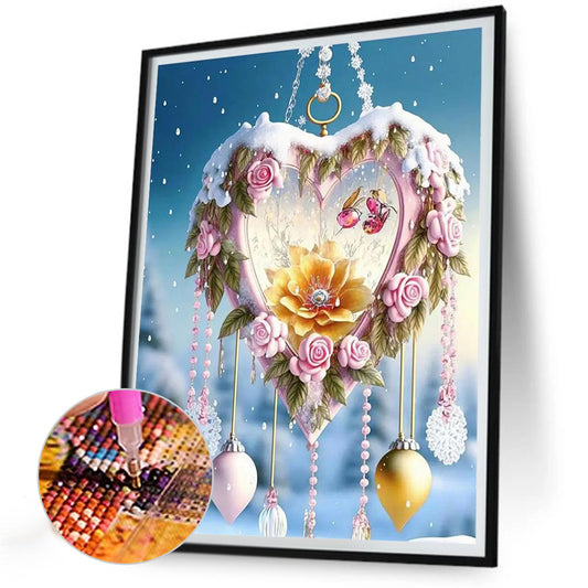 Snow Scene Love Pendant - Full Round Drill Diamond Painting 30*40CM
