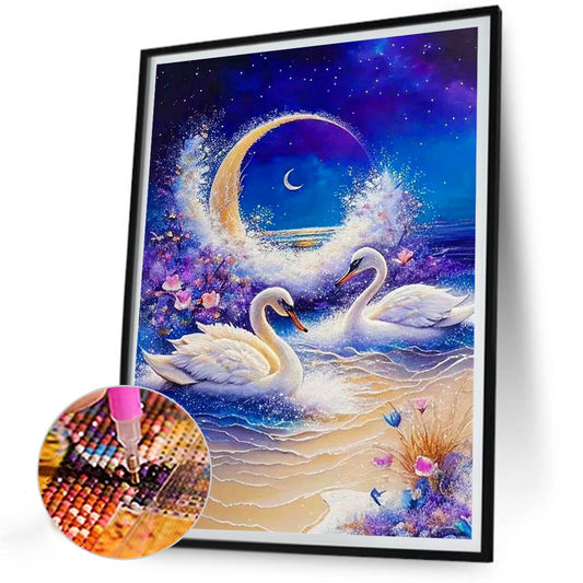 White Swan - Full Round Drill Diamond Painting 30*40CM