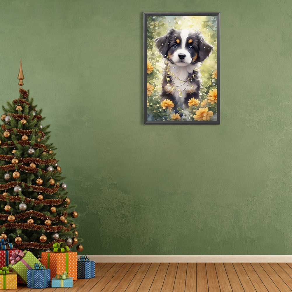 Flower Dog - Full Round Drill Diamond Painting 40*60CM