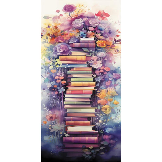 Flower Book Ladder - Full Round Drill Diamond Painting 30*70CM
