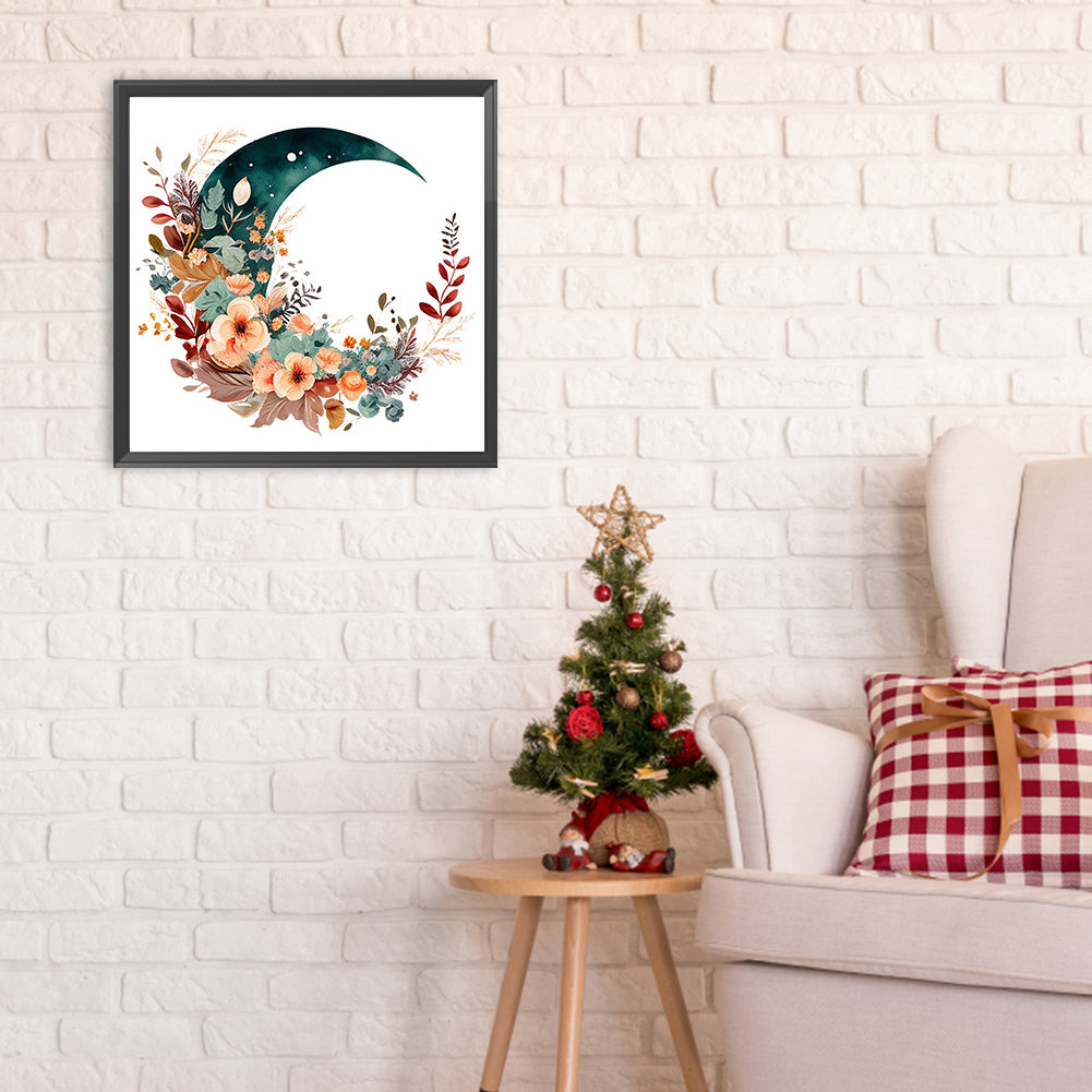 Flowers On The Moon - Full Round Drill Diamond Painting 30*30CM