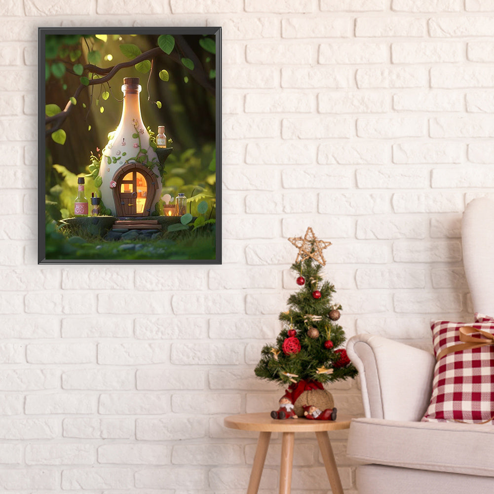Forest Bottle Hut - Full Round Drill Diamond Painting 30*40CM