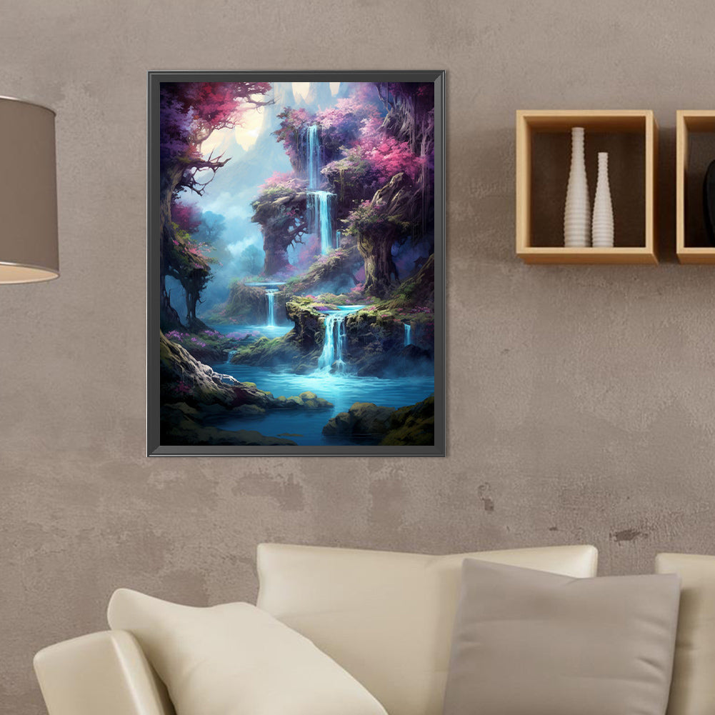 Waterfall View - Full Round Drill Diamond Painting 30*40CM