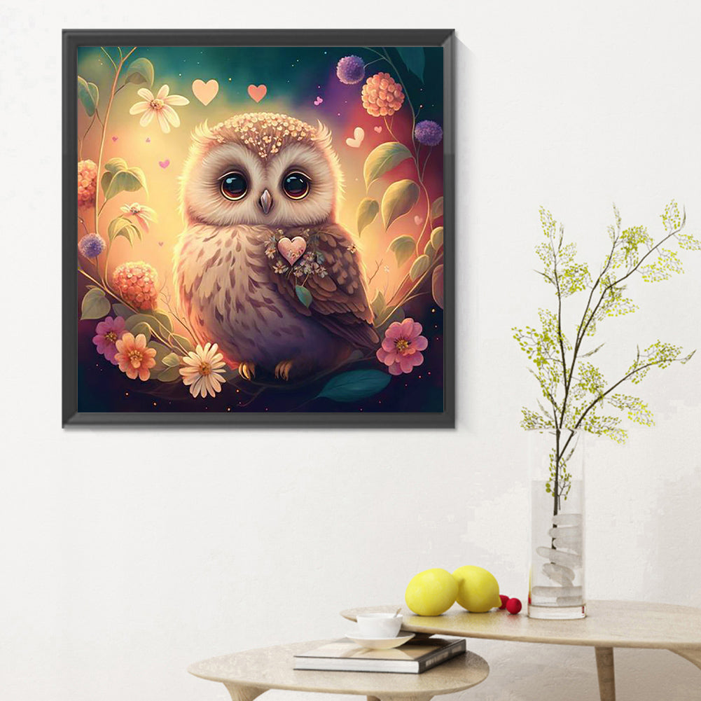 Cute Owl - Full Round Drill Diamond Painting 30*30CM