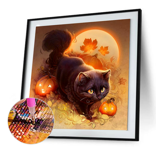Pumpkin Cat - Full Round Drill Diamond Painting 30*30CM