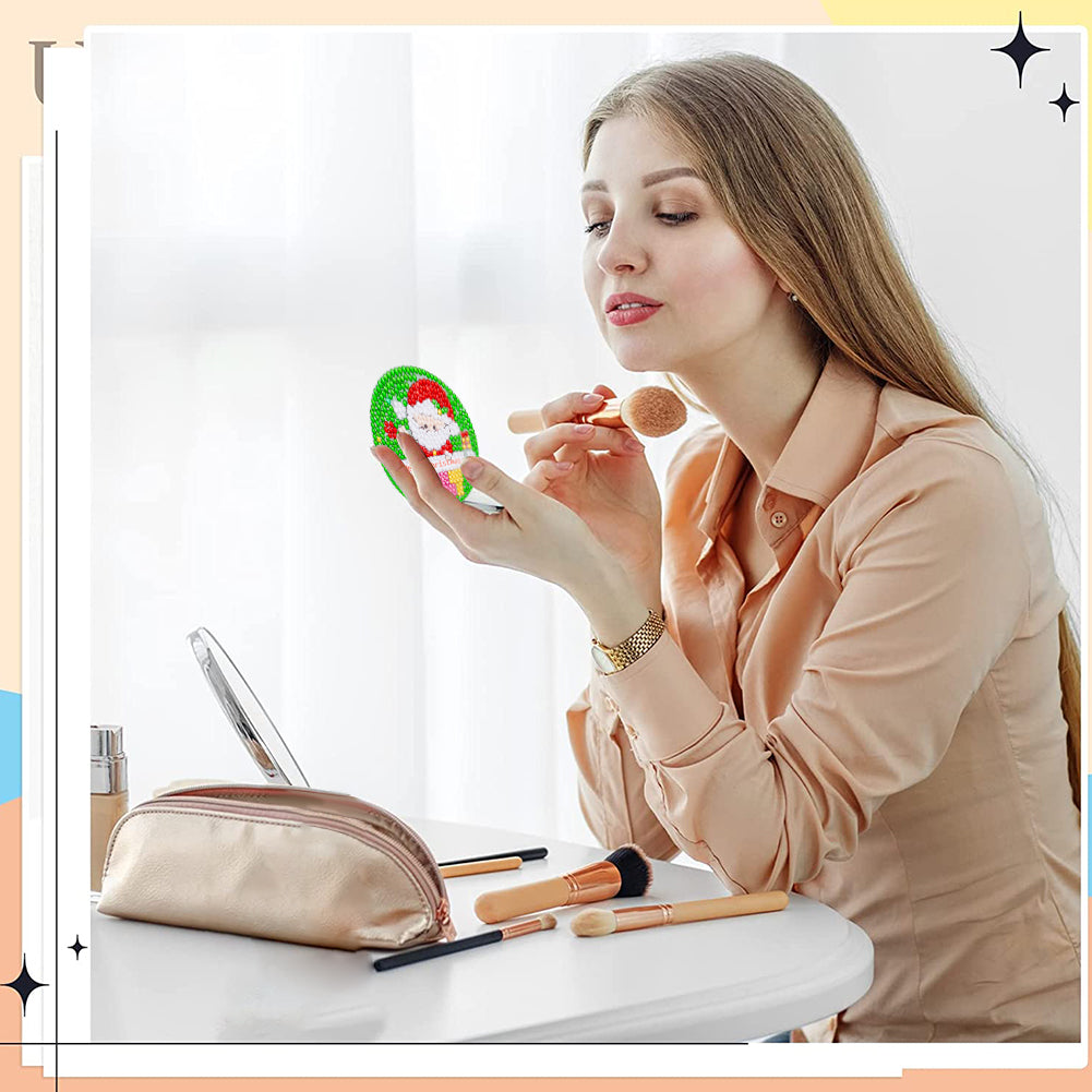 Double Sided Diamond Art Mirror for Adults Kids Beginners (Santa #5)