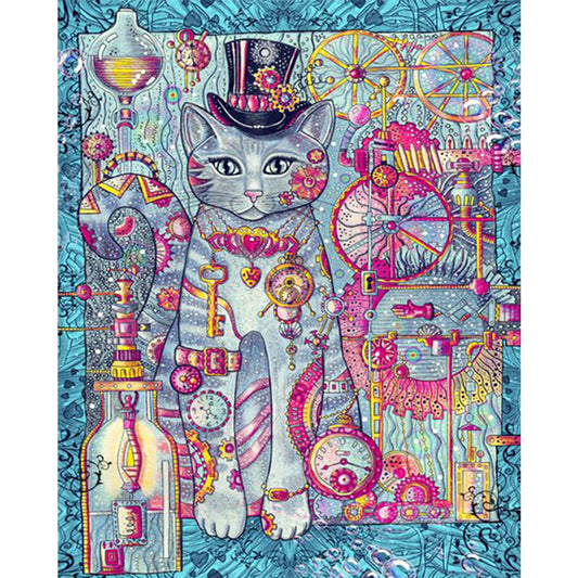 Gem Cat - 11CT Stamped Cross Stitch 45*55CM