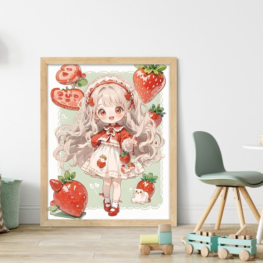 Strawberry Girl - 11CT Stamped Cross Stitch 40*50CM