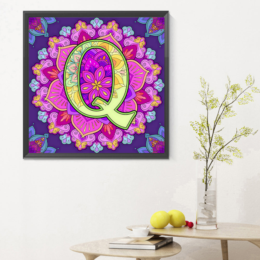 Mandala Letter Q - Full Round Drill Diamond Painting 30*30CM