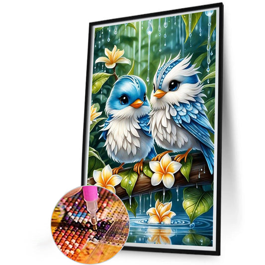 Blue And White Bird - Full Round Drill Diamond Painting 40*60CM
