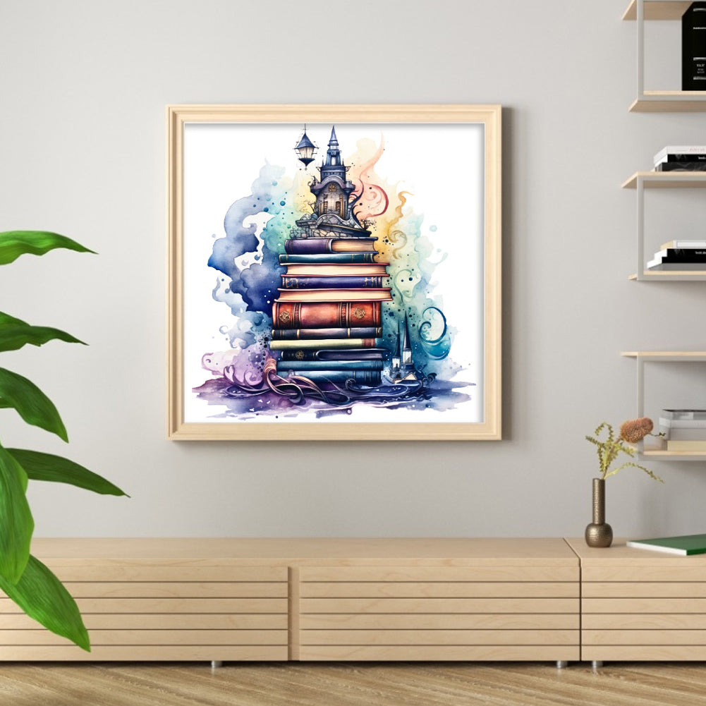Stack Of Books - 11CT Stamped Cross Stitch 60*60CM