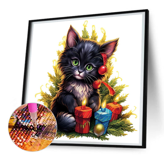 Lantern Black Cat - Full Round Drill Diamond Painting 30*30CM
