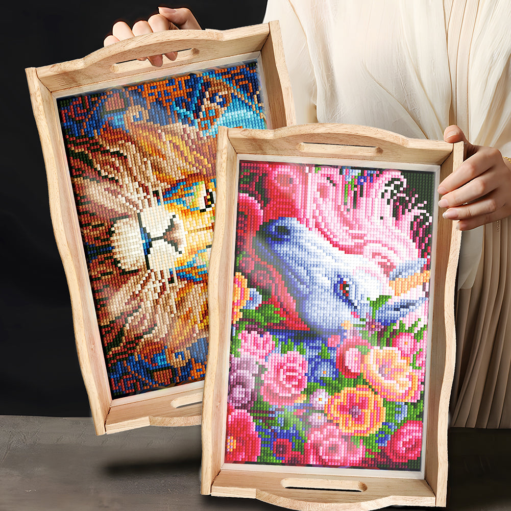 Diamond Painting Nesting Food Trays with Handle Coffee Table Tray (#5)