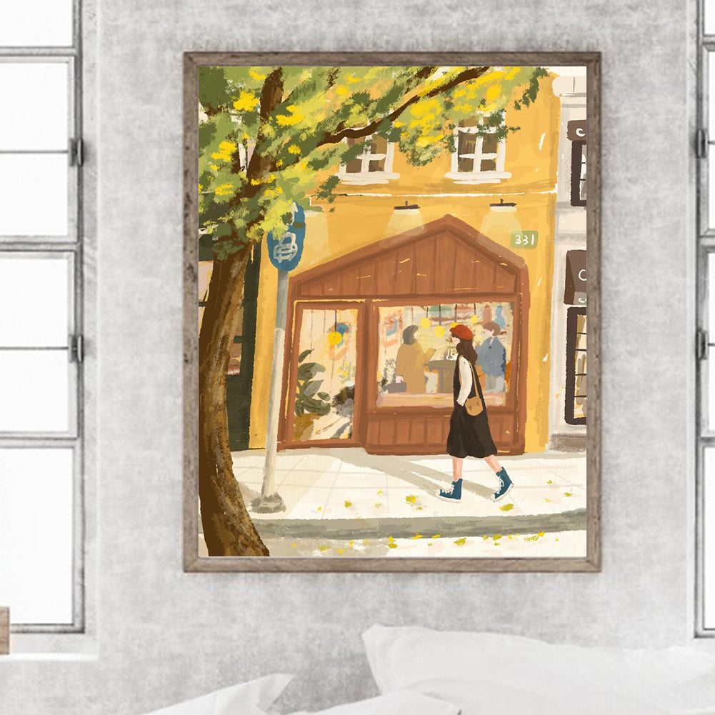 Healing Simple Drawing Girl¡¤Looking - Full Round Drill Diamond Painting 40*50CM