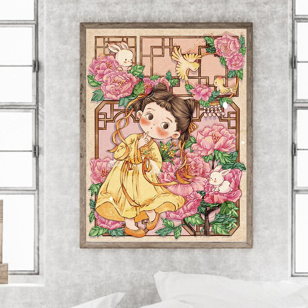 Antique Little Girl - Full Round Drill Diamond Painting 30*40CM