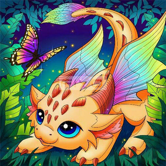 Dragon And Butterfly - 11CT Stamped Cross Stitch 50*50CM