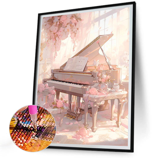 Piano¡¤Pink - Full Round Drill Diamond Painting 30*40CM