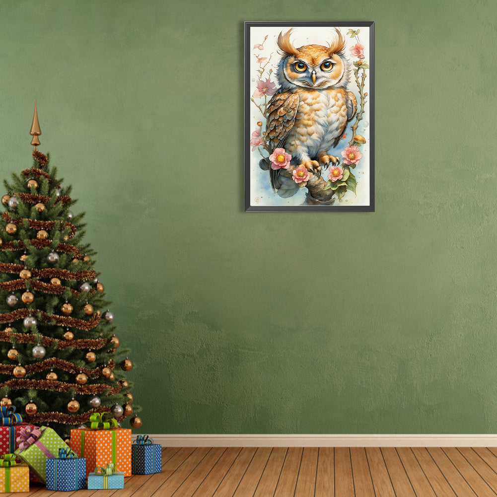 Green View Owl - Full Round Drill Diamond Painting 40*60CM