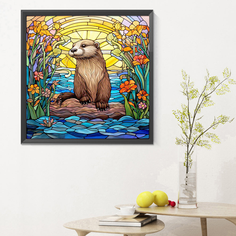 Stained Glass Otter - Full Round Drill Diamond Painting 30*30CM