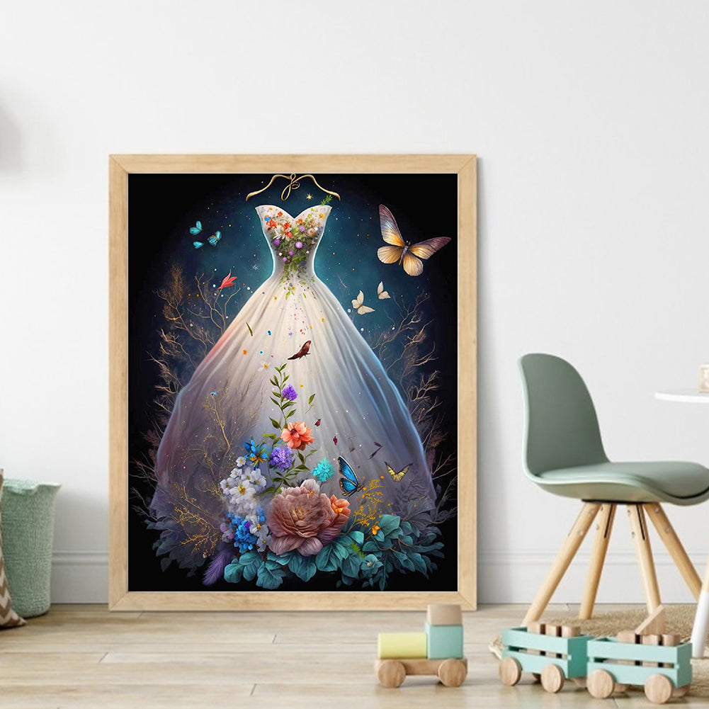 Floral Wedding Dress - 11CT Stamped Cross Stitch 40*50CM