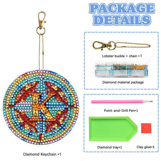 A-Z 26 Letters Double Sided Special Shape Diamond Painting Keychain Pendant (K)