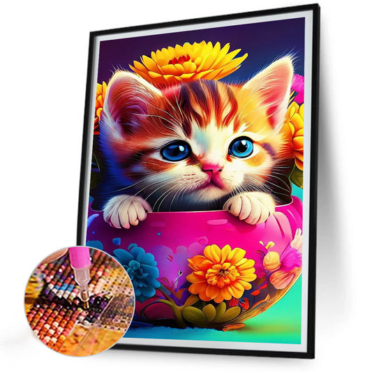 Cat - Full Round Drill Diamond Painting 30*40CM