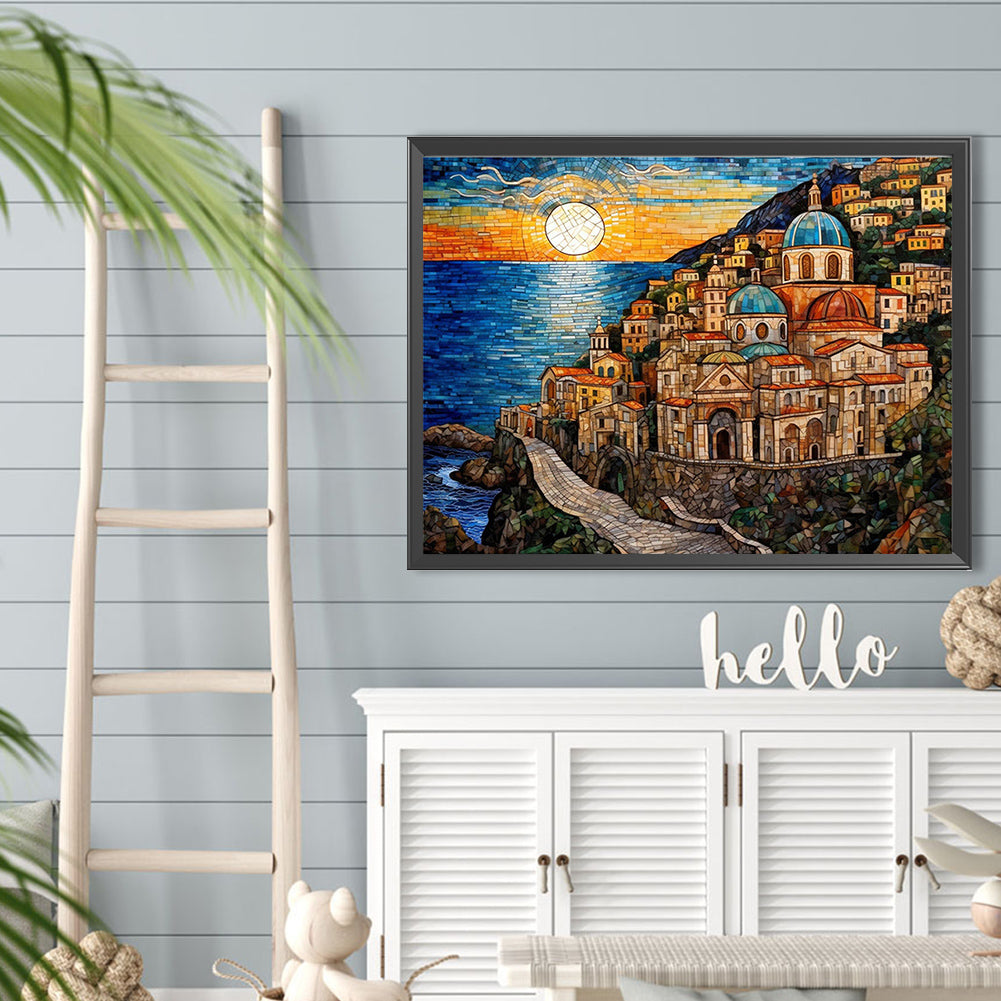Coastal Town - Full Round Drill Diamond Painting 40*30CM